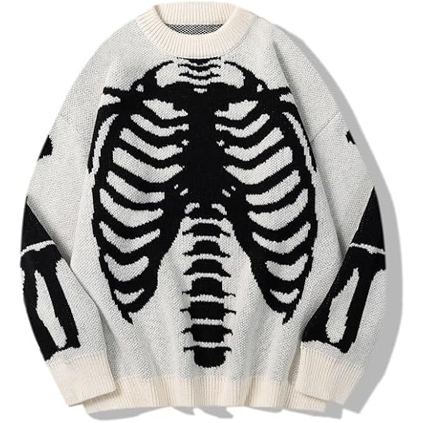 Flixxo Fairy Grunge Skeleton Sweater Y2K Oversized Women's Crew
